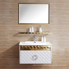 Stainless steel White modern bathroom vanity double sink